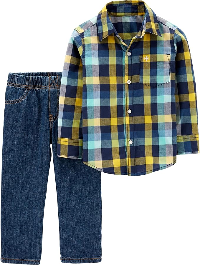 yellow tartan jeans