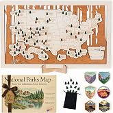 National Parks Map &ndash; USA Travel Tracker with Checklist, Pins &amp; Stickers &ndash; Adventure Gift for Park Lovers, Couples &amp; Families, Bucket List Wall Art Decor