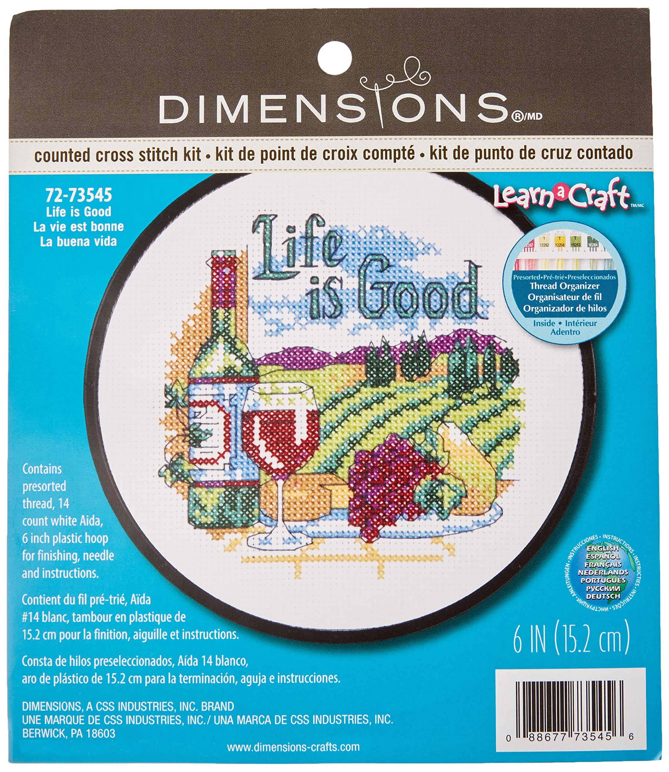 Dimensions Life is Good Learn-a-Craft Counted Cross Stitch Kit, Polyester blend, Multi-Colour