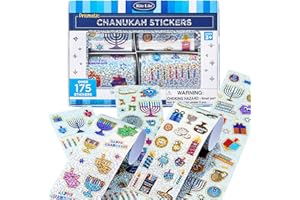 Rite Lite Hanukkah Sticker Box 175+ Festive Stickers! Dreidels, Menorahs, Stars, Chanukah Icons Jewish Holiday Party Favors Arts & Crafts Goodie Bag Rewards Fun Judaica Decorations Hostess Gifts