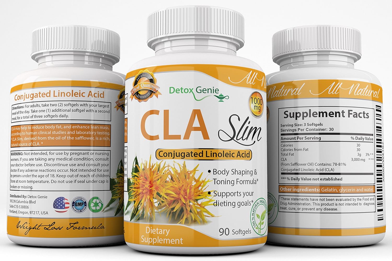 CLA Safflower Oil Fat Burner & Ab Muscle Toner Weight Loss Supplement