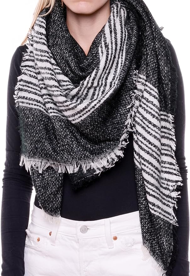 FEINZWIRN Antwerpen - großer quadratischer Schal/Tuch mit Fransen und