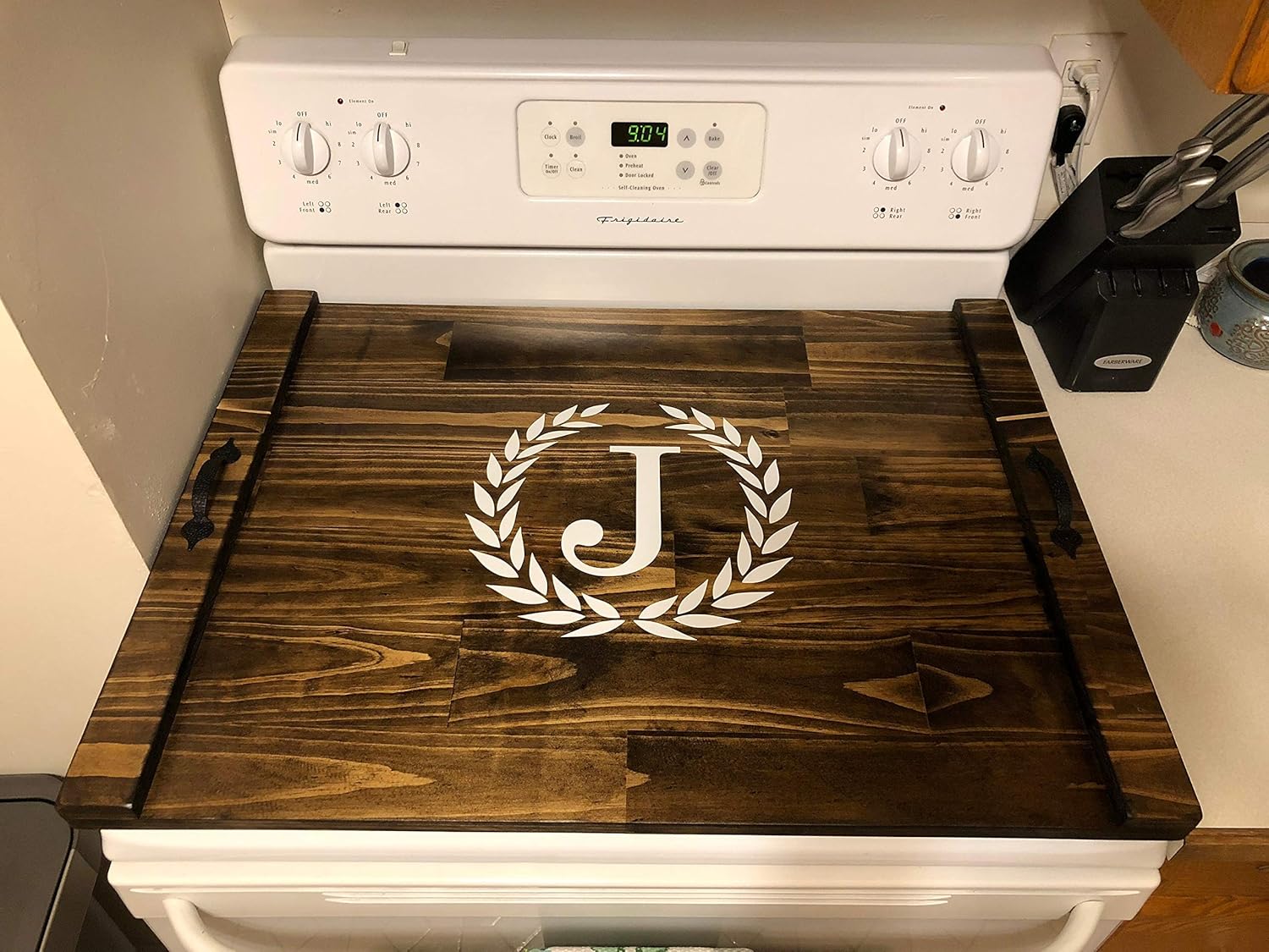Rustic Stove Cover, Wooden Tray For Stove, Monogram Stove