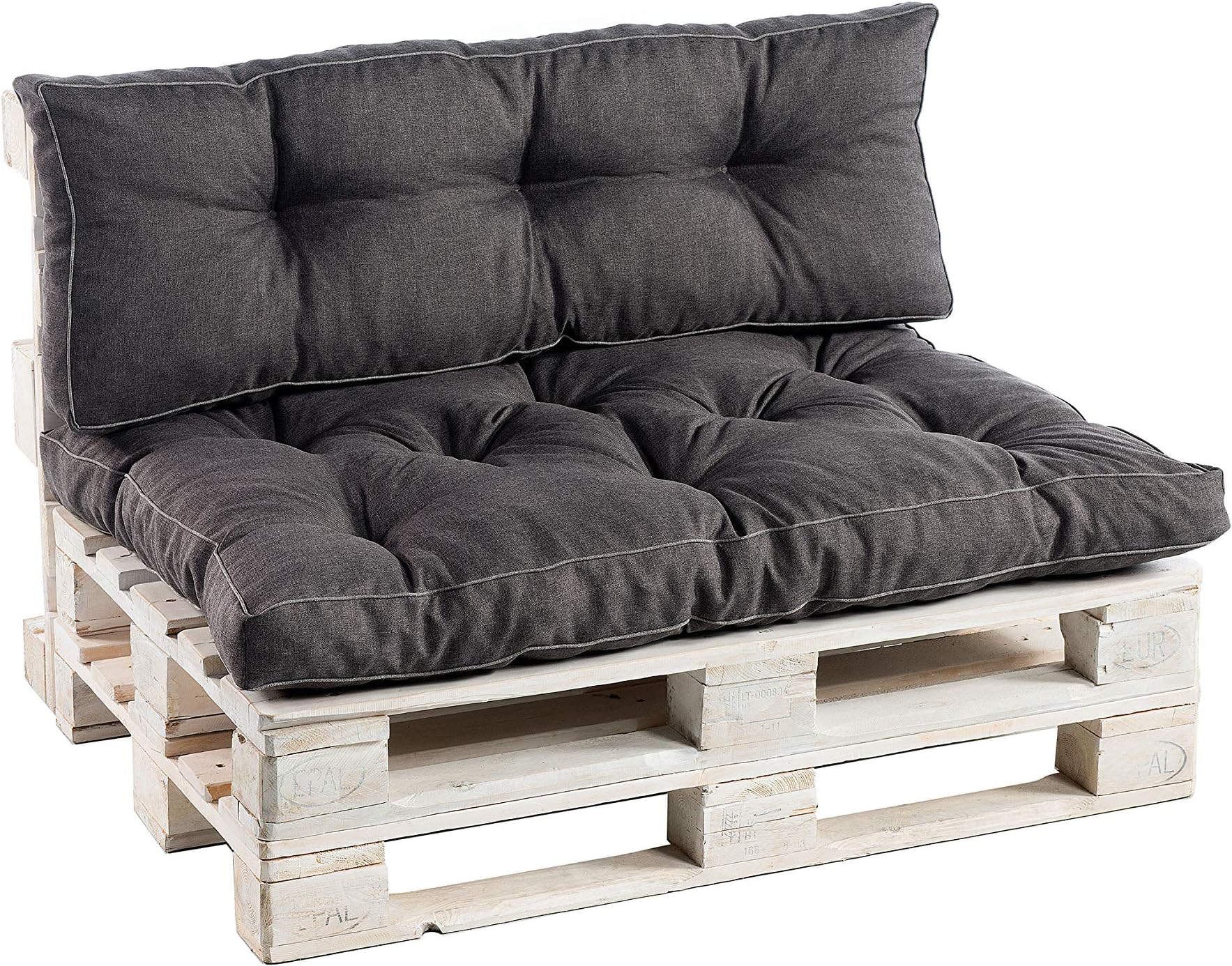 gutekissen Euro Pallet Cushions Furniture, Garden pillows, Rattan, Seat pad, Back pad PPK (Decorative Pillow 40x40, Anthracite)