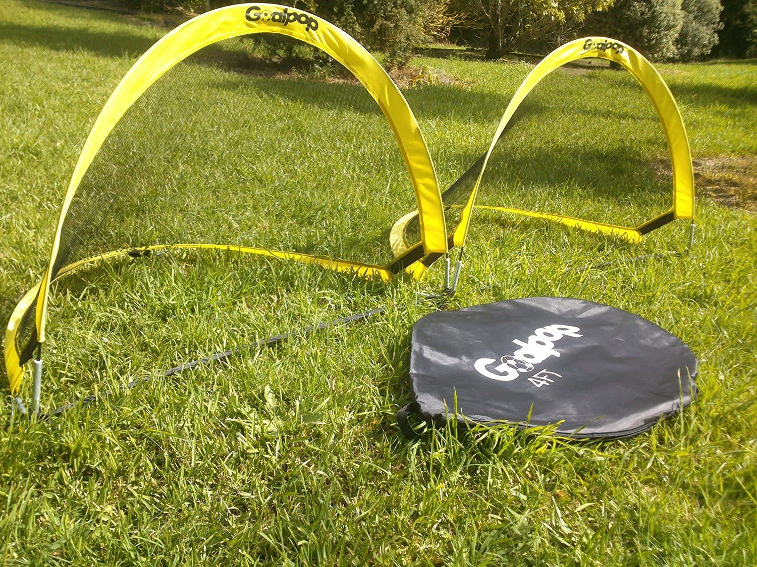 GOALPOP 4FT Set of Two Pop Up Goals for Soccer Training - Portable Soccer Goals Net & Carry Bag. Fold-able, Perfect for Kids, and Easy to Carry. Great Gift, Ideal for Backyard, Beach Playing or Training. Weighing Just a Couple of Pounds.