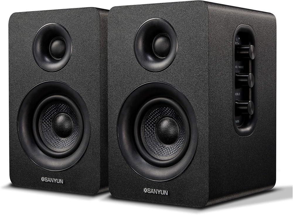 Sanyun SW208 3'' Active Bluetooth 5.0 Bookshelf Speakers 60W DAC 24bit Pair