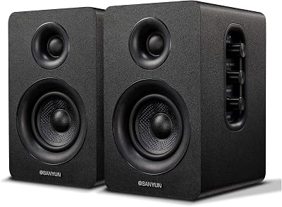 Sanyun SW208 3'' Active Bluetooth 5.0 Bookshelf Speakers 60W DAC 24bit Pair