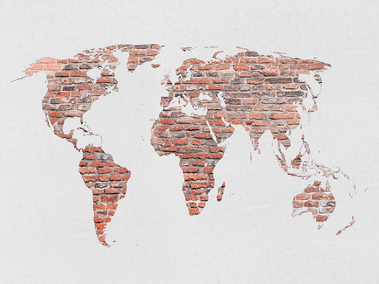 AG Design FTN XXL 1240 Brick World Map Non-Woven Photo Wallpaper for Living Bedroom, Dining Room, Kitchen, 360 x 270 cm, Multicoloured