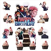 25Pcs Cartoon For Jujutsu Manga Kaisen Cupcake Toppers,Inspired Cupcake For Anime Picks School Wizard Theme Birthday Party Cake Decorations Supplies.