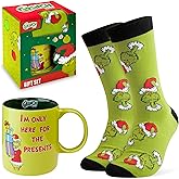 The Grinch Mug & Socks Gift Set for Women Men Teens, 11oz Tea Coffee Cup & Crew Socks US Size 7-11, Festive Holiday Christmas Secret Santa Gifts