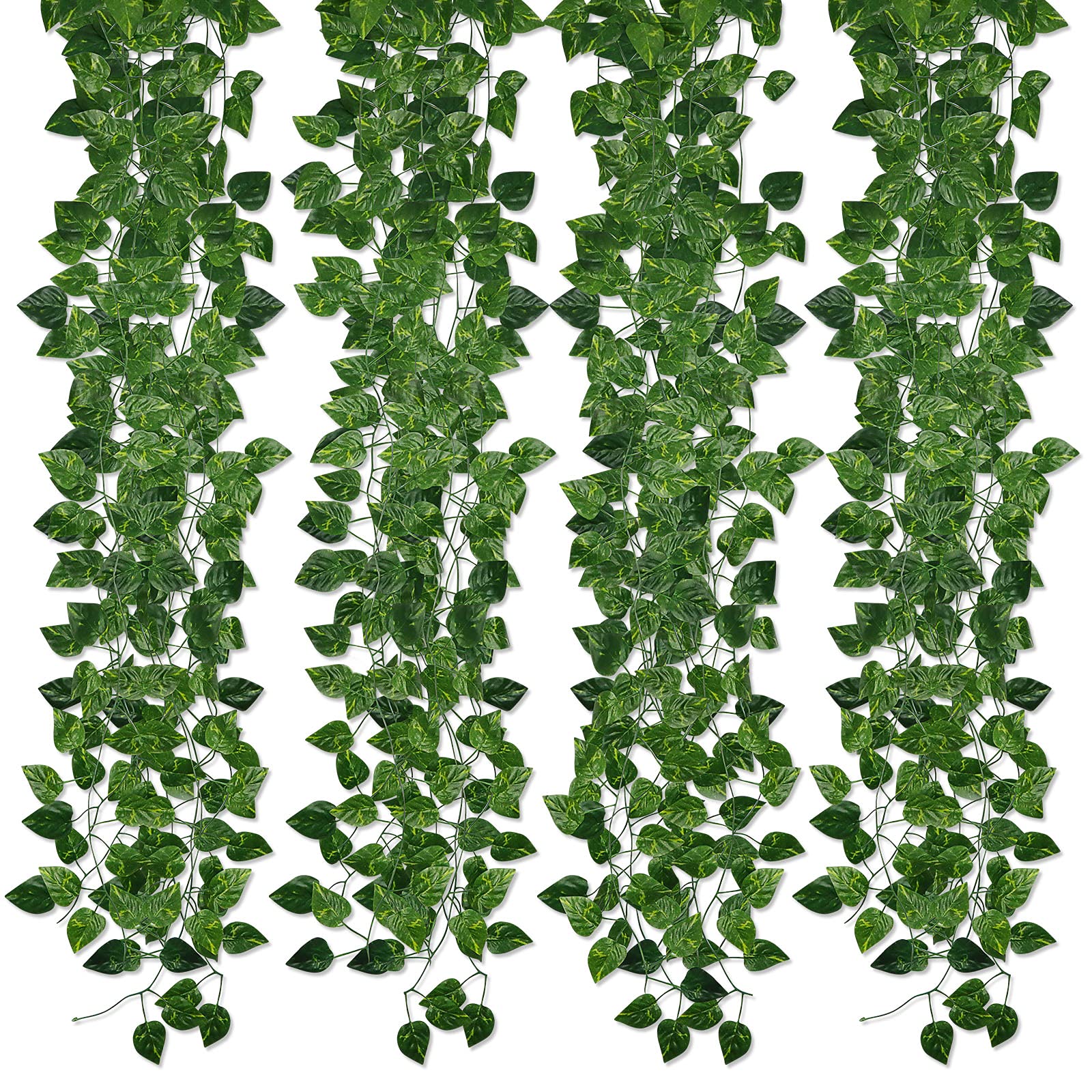 Kalolary 258 Ft 36 Strands Artificial Ivy Garland Leaf Vines Plants Greenery, Hanging Fake Plants, for Wedding Backdrop Arch Wall Jungle Party Table Office Decor (Scindapsus)