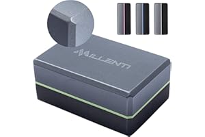 Millenti Gray Black Yoga Block Yoga Brick - Sold as Single EVA Foam Block, Bevelled Edge, Non-Slip, Latex-Free Block with a Workout Chart 9x6x4”