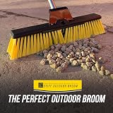 TDBS Heavy Duty Garden Broom 16" Stiff Bristles Stainless Handle view 2