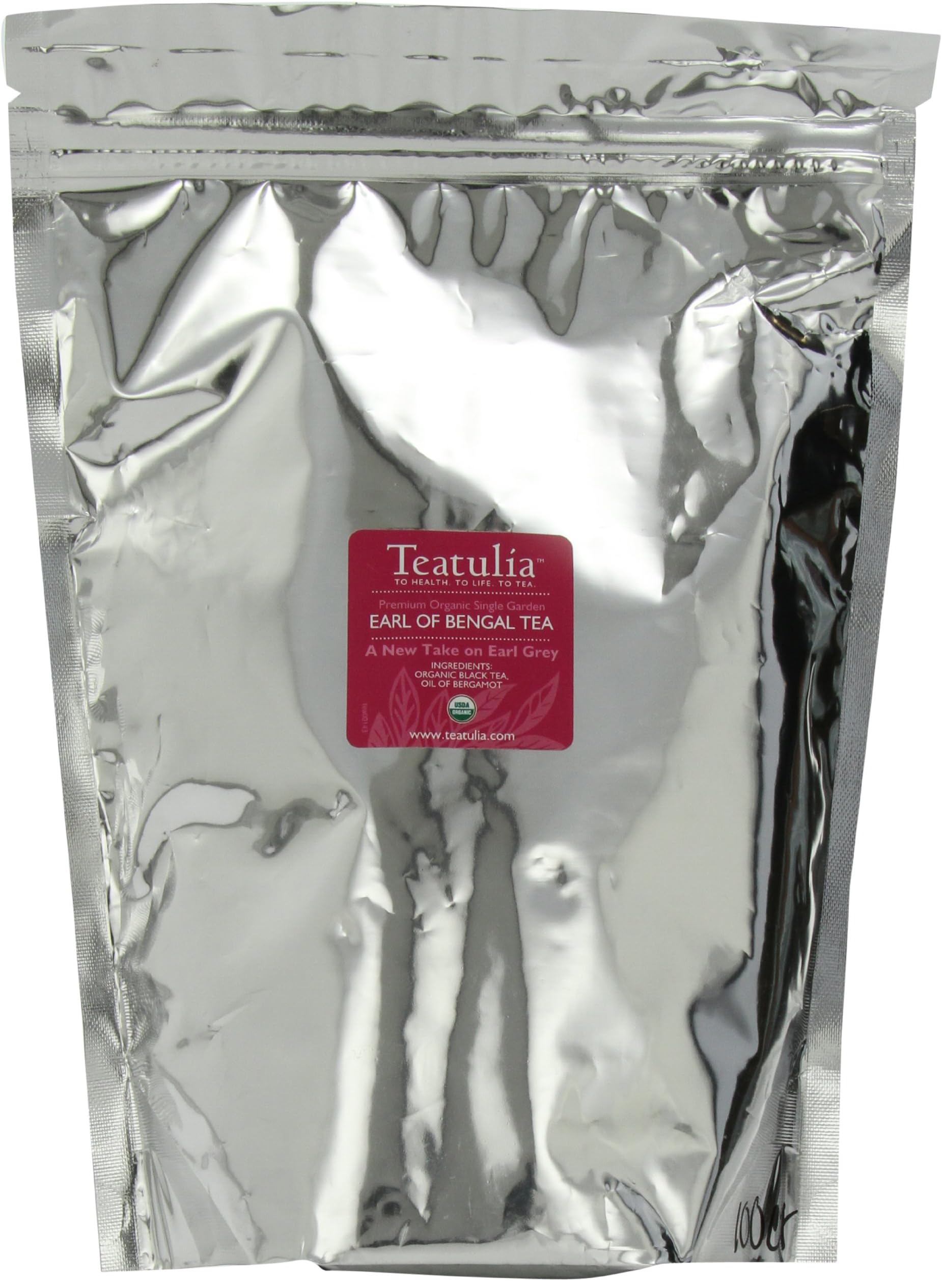 Teatulia Organic Single Garden Earl Grey of Bengal Tea, 100-Count pyramid bags
