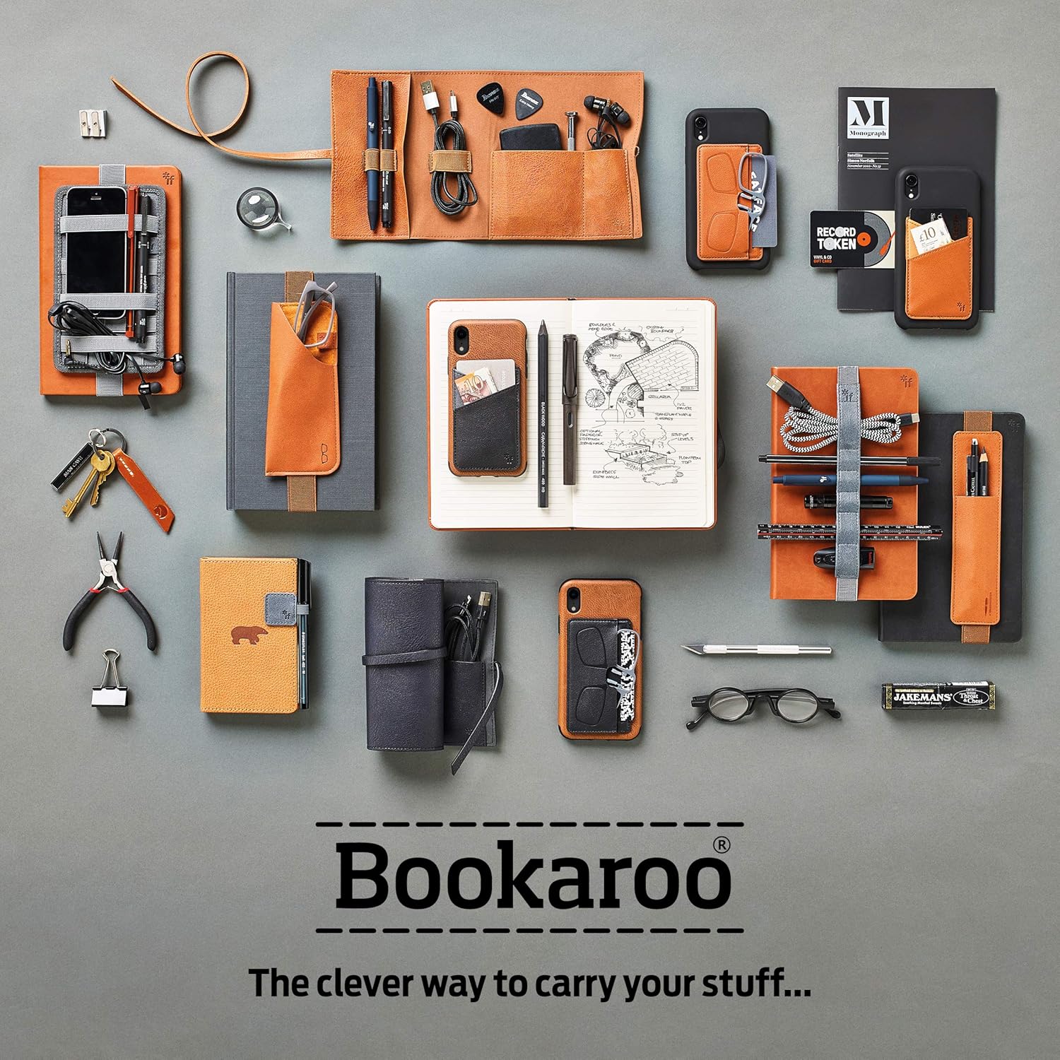 IF Bookaroo Tool Belt Stationery Organiser Pen-Holder Stationery Holder Notebook Strap, Charcoal - Image 5