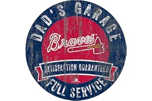 FAN CREATIONS Braves 12" Round Dad's Garage Wood Sign