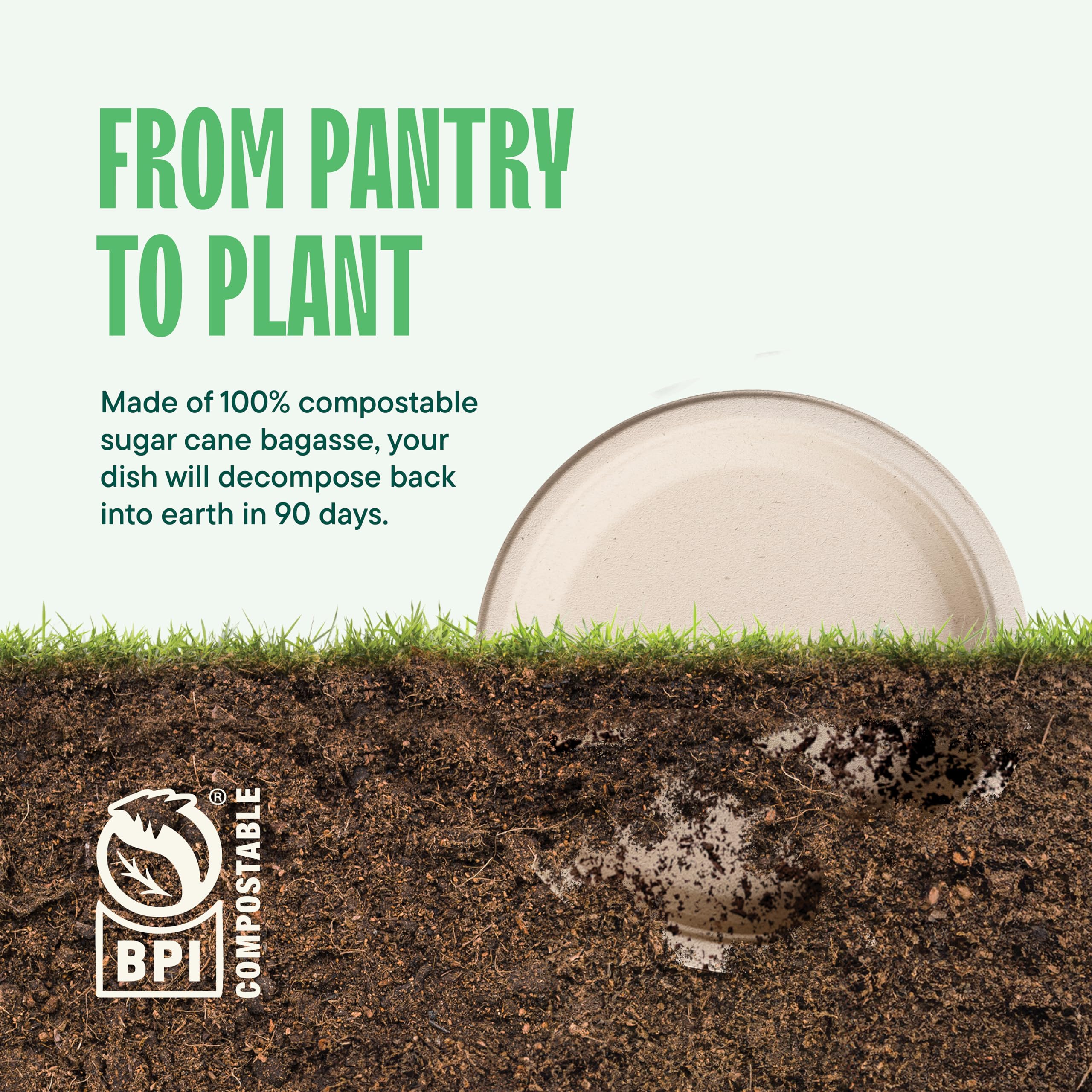 100% Compostable Paper Plates, Heavy Duty Disposable Plates [125-Pack] 9 Inch Plates - Eco-Friendly, Biodegradable Sugarcane Bagasse, Natural Unbleached Brown 9