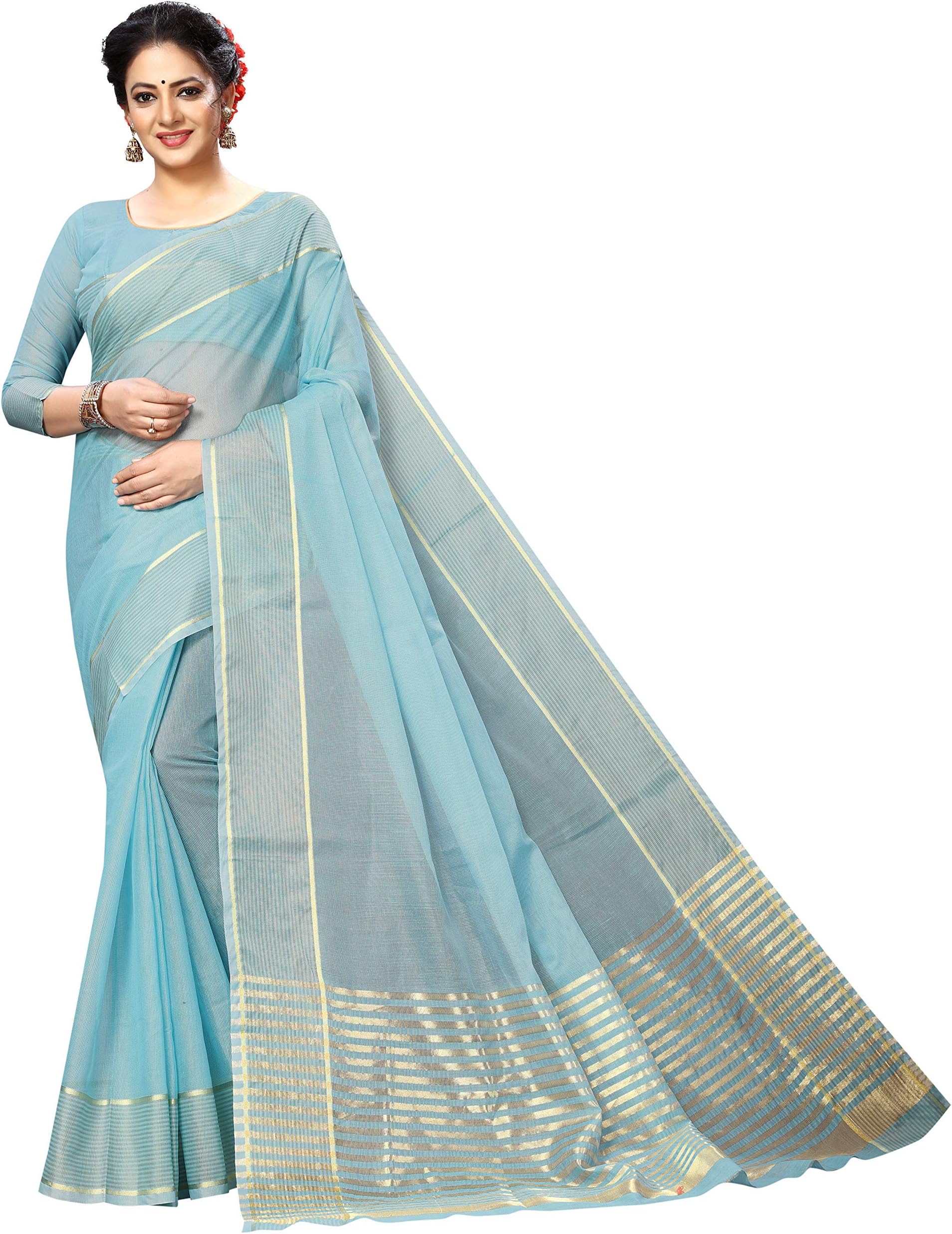 Kanchan Women's Venkatgiri Cotton Silk Saree With Blouse Piece