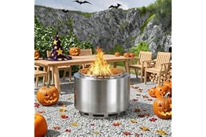 Gotland 19 inch Smokeless Fire Pit Stove with Ash Poker & Carry Bag, Outdoor Stainless Steel Portable Wood Burning Fireplace 
