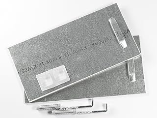 Klebebleche mit Winkelschrauben und ORIGINAL Fischer SX8 Dübeln, Spiegelaufhänger bis 24 kg (10x20 cm), Haftbleche, Aufhänger für Spiegel, Alu-Dibond. selbstklebend - Komplettset!