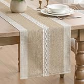 Artoid Mode Brown Braided Striped Rustic Chenille Table Runner, Seasonal Embroidered Kitchen Dining Table Decoration for Home Party Decor 13x36 Inch