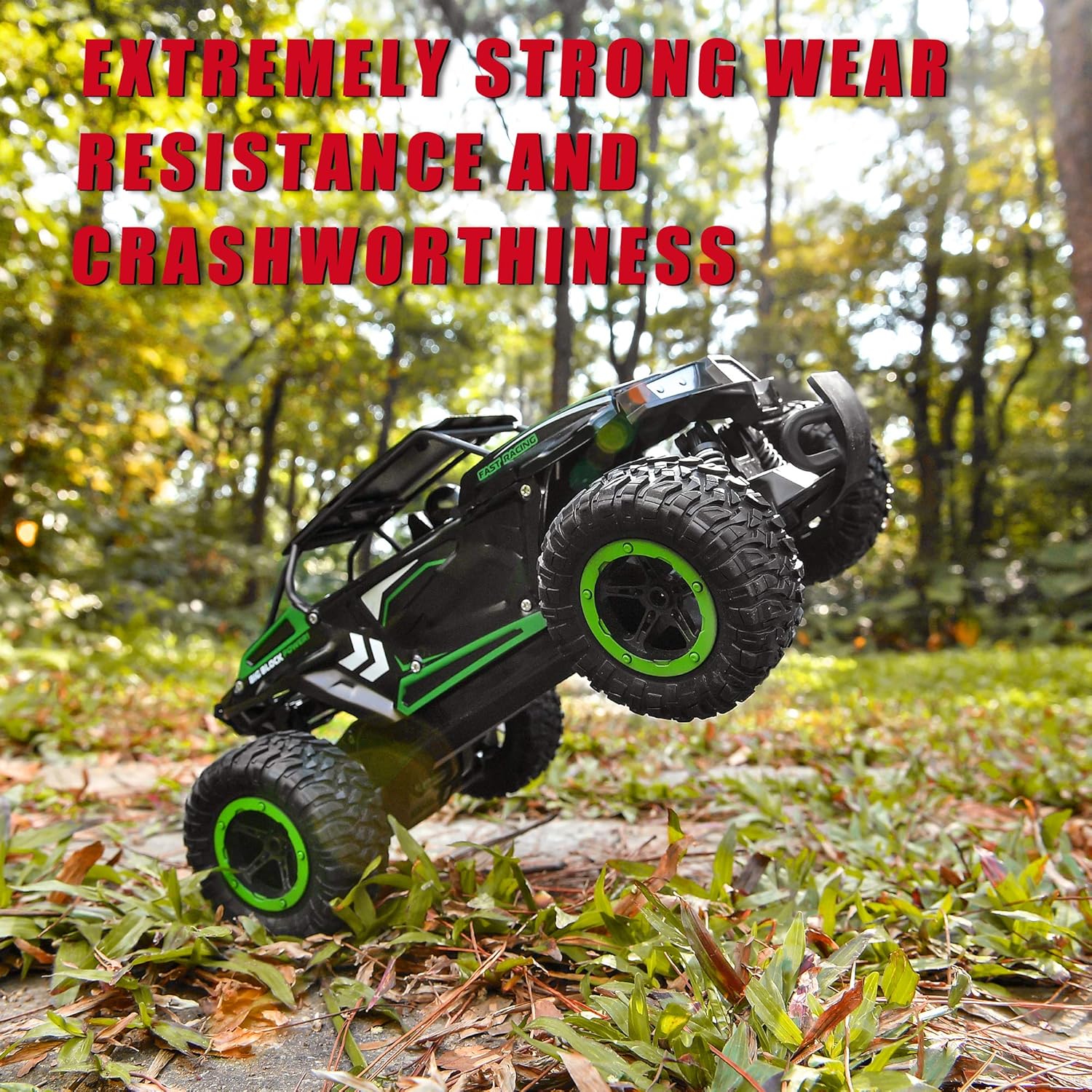 BEZGAR 18 Toy Grade 1:14 Scale Remote Control Car, 2WD High Speed 20 Km/h All Terrains Electric Toy Off Road RC Monster Vehicle Truck Crawler with Two Rechargeable Batteries for Boys Kids and Adults: Toys & Games