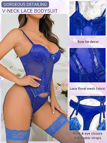 Women's Sexy Lingerie Set with Garter Belt Lace Bodysuit Teddy Baby Dolls Panty with Stockings in Dubai - UAE | Whizz Lingerie Sets Women's Sexy Lingerie Set with Garter Belt Lace Bodysuit Teddy Baby Dolls Panty with Stockings in Dubai - UAE | Whizz Lingerie Sets