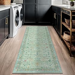 Sage Green Hallway Runner Rugs - Washable 2x6