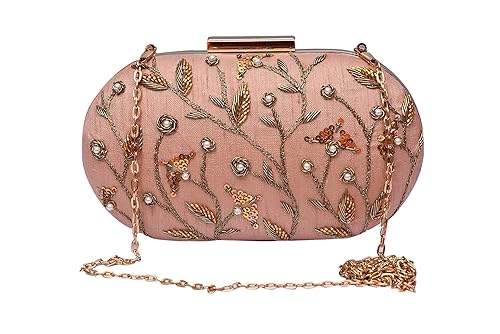 Sugarcrush Handcrafted Party Wear Hand Embroidered Box Clutch Bag Purse For Bridal, Casual and Wedding Must Buy for Girls And Women