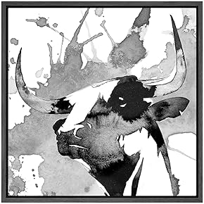 SIGNWIN Framed Canvas Wall Art Texas Longhorn Cattle...