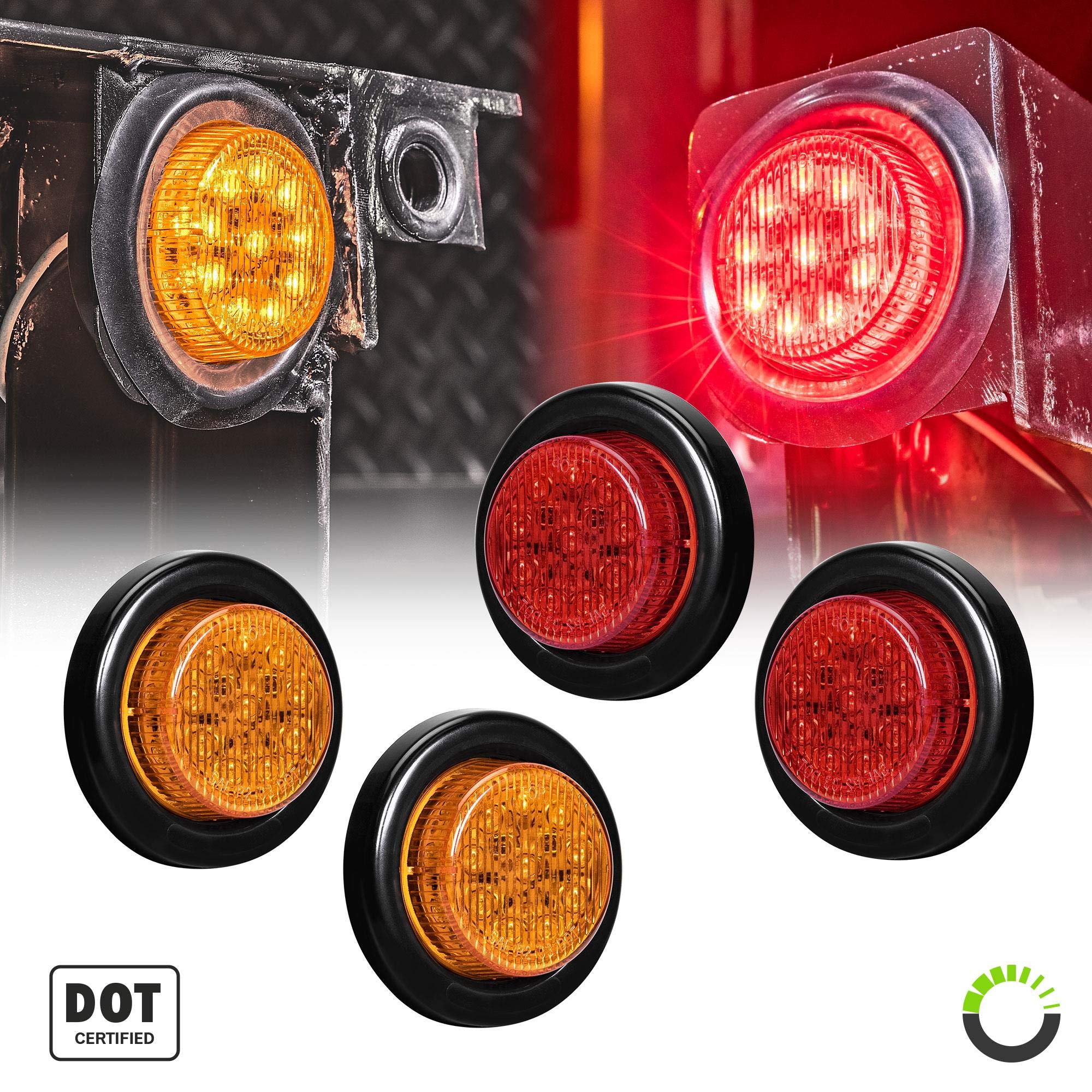 10x Amber Red Truck Trailer 2.5" Round Side Marker Led Clearance Light