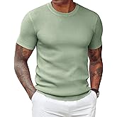 COOFANDY Men's T- Shirts Casual Short Sleeve Crewneck Shirts Solid Textured Knit Pullover Tees