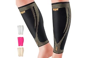ITHW Copper Calf Compression Sleeves for Men and Women, Shin Splint Compression Sleeve for Legs Pain Relief, Footless Compression Socks for Varicose Veins(1 Pair)