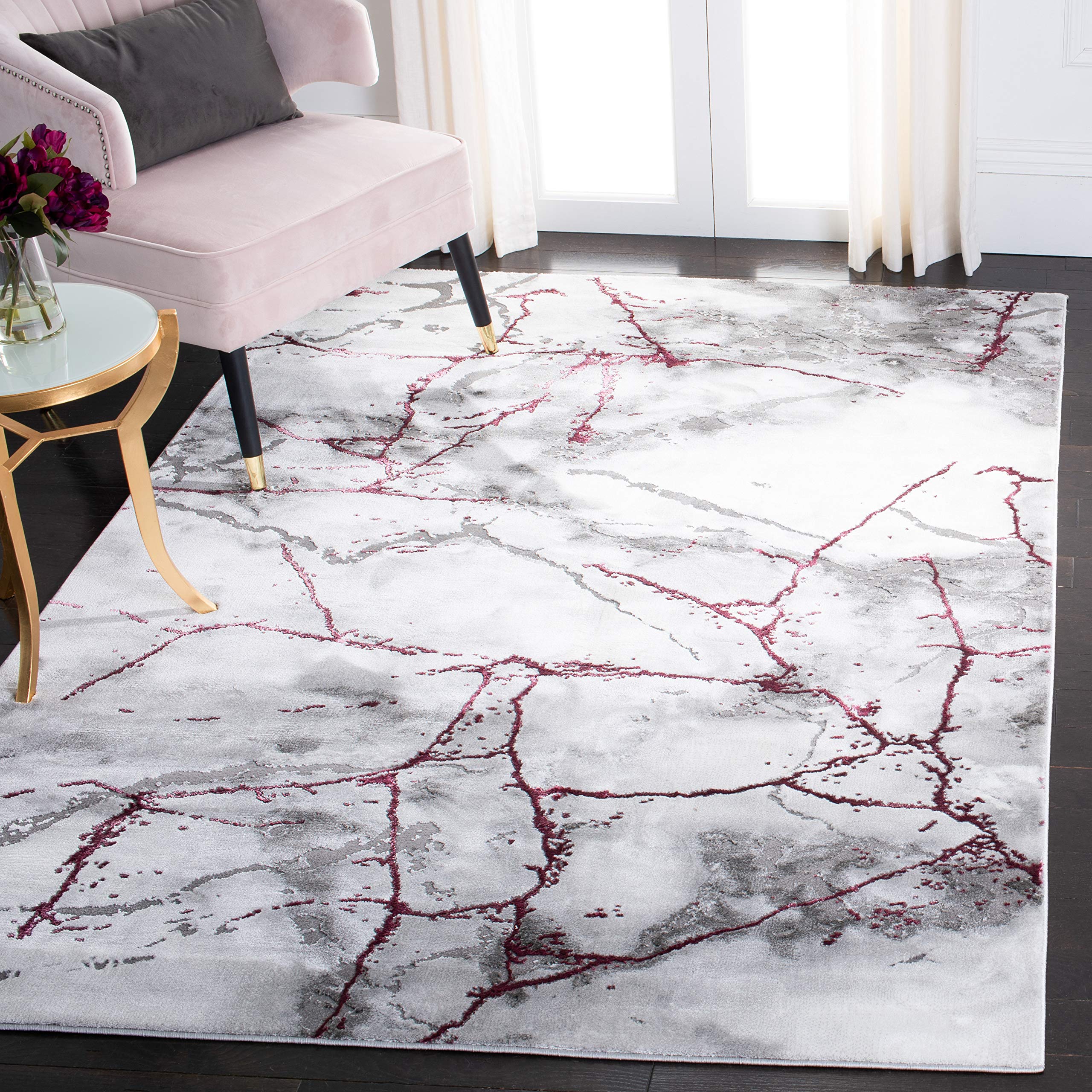 Safavieh Craft Collection Contemporary Rug for Living Room Dining Room Bedroom Short Pile Silver and Ivory 31 x 60 Inch
