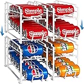 Simple Houseware Soda Can Organizer Stackable Rack Dispenser for Pantry/Refrigerator, 4 Pack, White
