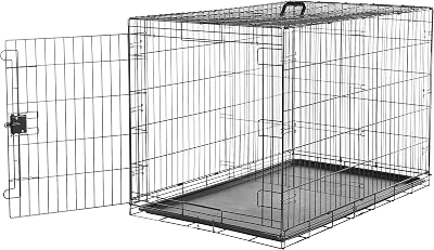 Amazon Basics XXL Metal Dog Crate Cage with Tray Black 122 cm