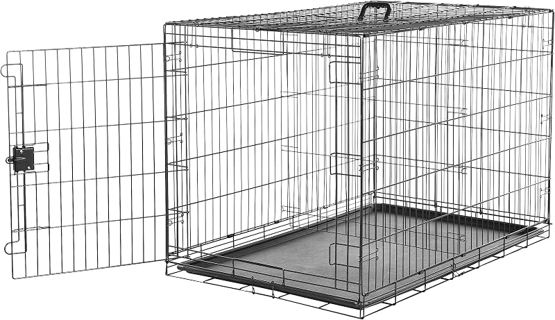 Amazon Basics XXL Metal Dog Crate Cage with Tray Black 122 cm