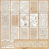 16 Pcs Stencils for Painting, Abstract Texture Mixed Media Art Supplies | Reusable Layering Stencil Brick Pattern Templates for Drawing Crafts Card Making Canvas Furniture Paper (Texture)