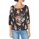 Star Vixen Women's Plus-Size Peasant Top with Elastic Hem
