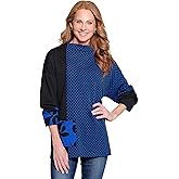 Ali Miles Jacquard Knit Popover Tunic Mock Neck