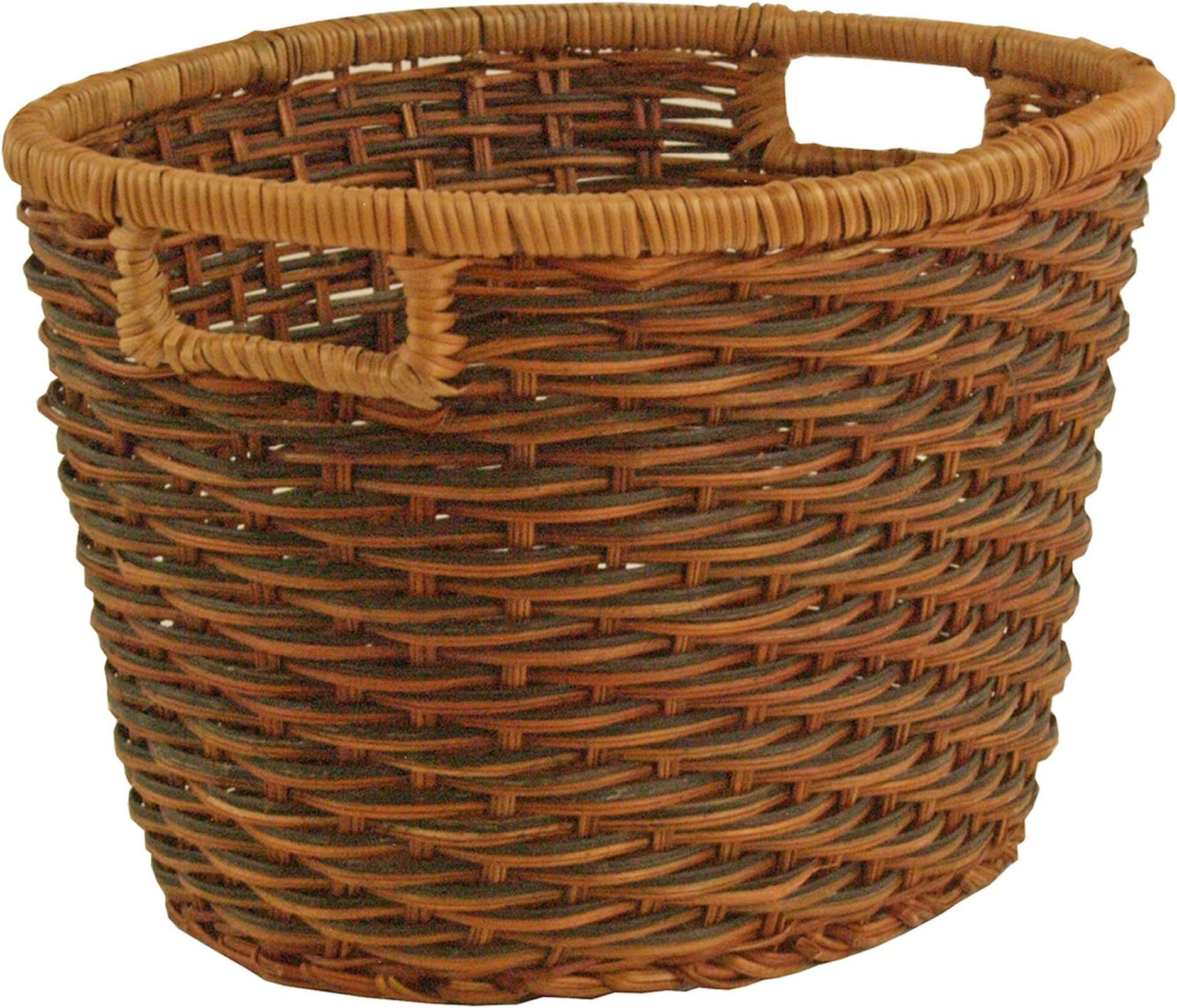 Casa Furnishings Wicker Oval Storage Basket, Rattan Fern Utility Basket (L 35 x W 25 x H 20cm x 1 Basket)