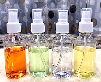 SPC Empty Plastic Transparent Refillable Fine Mist 100 ml Spray Bottle-4 Pc-White