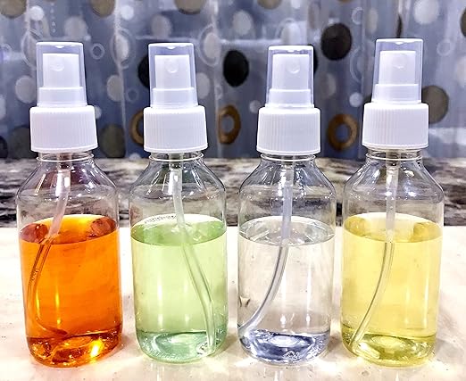 SPC Empty Plastic Transparent Refillable Fine Mist 100 ml Spray Bottle-4 Pc-White