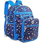 J World Duet Kids Backpack & Lunch Box Set For Boys & Girls Pre-K to Elementary School, Spaceship
