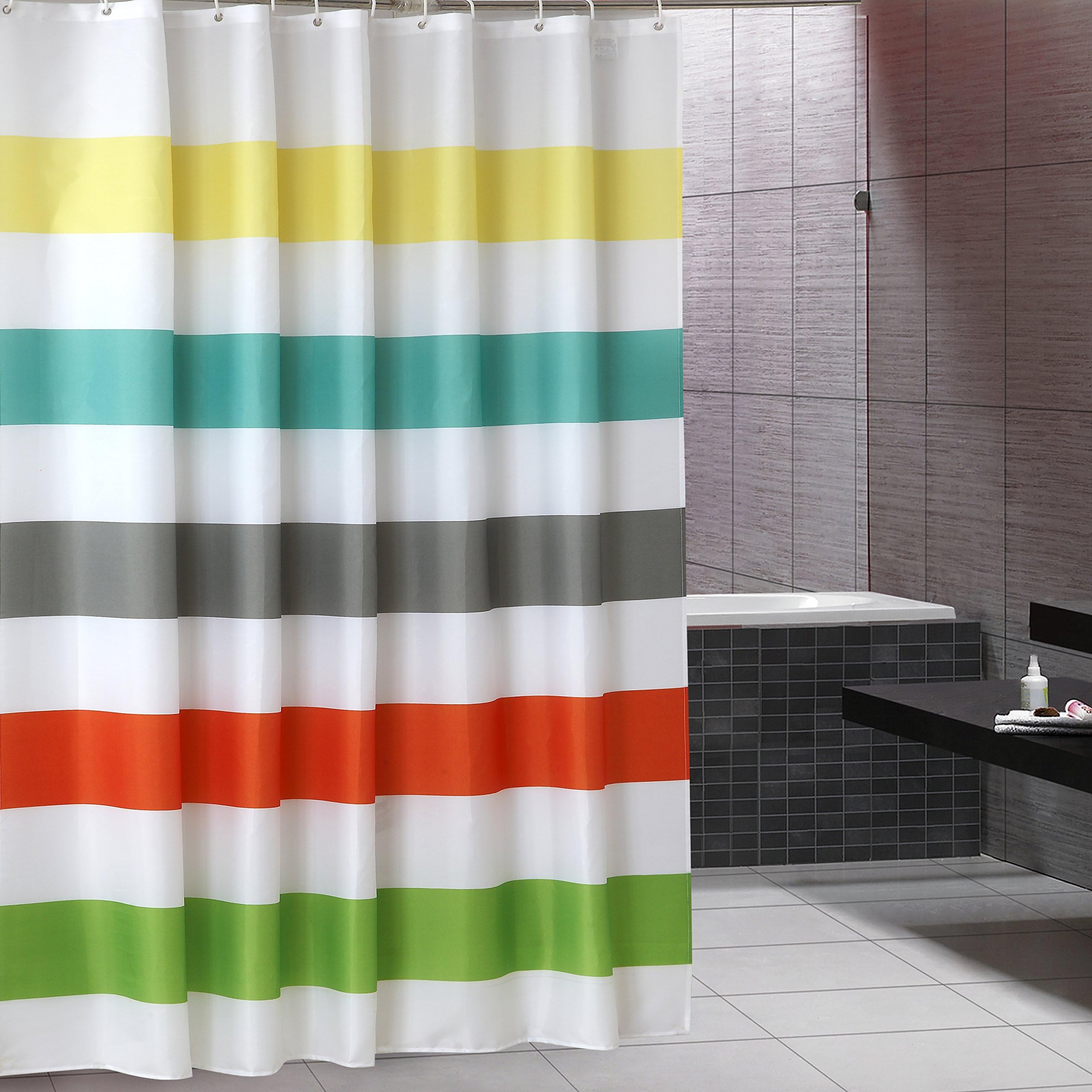 ALDECOR Colorful Rainbow Cross Striped Pattern Bathroom Shower Curtain Set - Waterproof Polyester Fabric kids Decorative Curtain Ideas