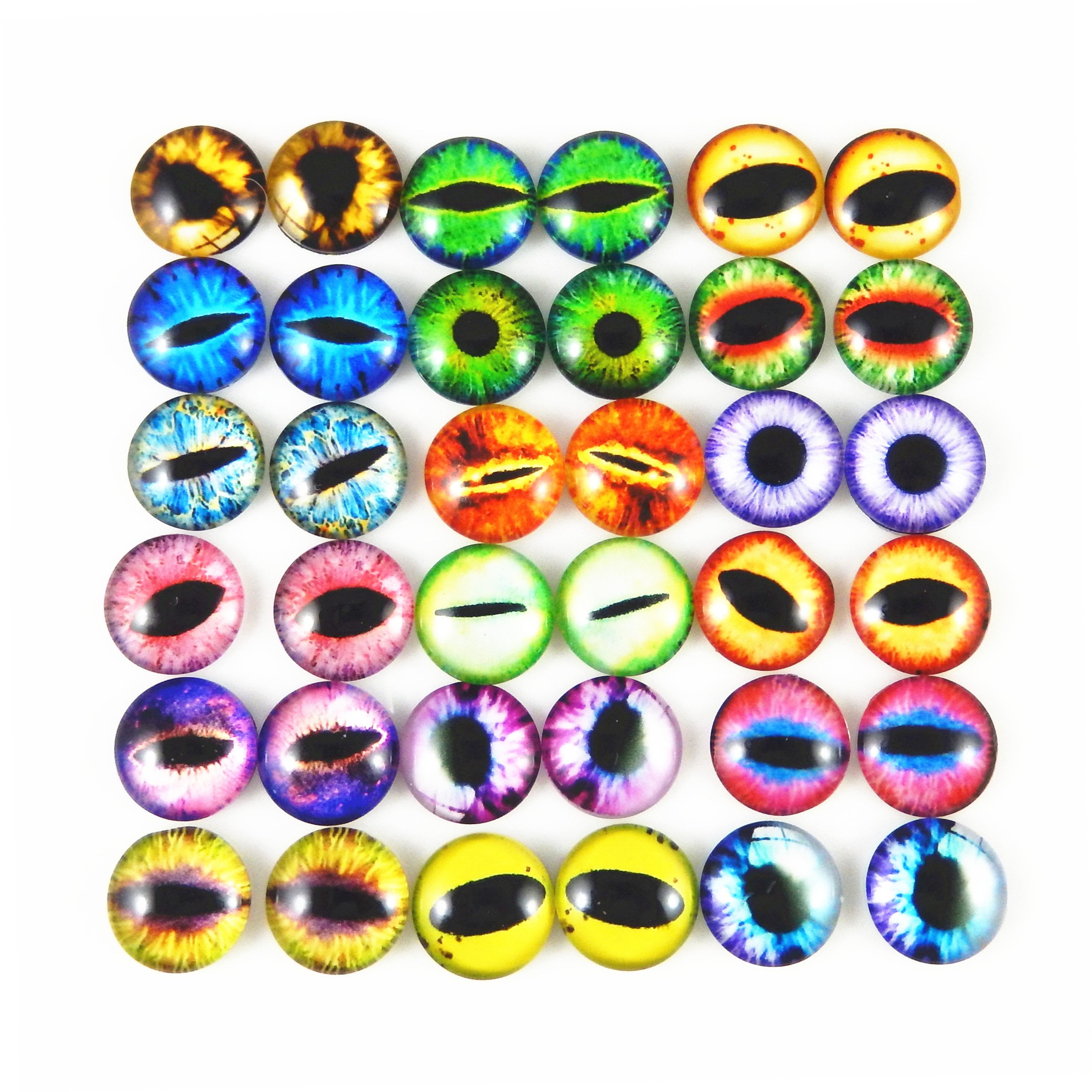 Julie Wang 40PCS/Pack Wholesale in Bulk Assorted 15mm Round Glass Dragon Eye Covered Cabochons for Doll Making and Jewelry Settings โ image 1