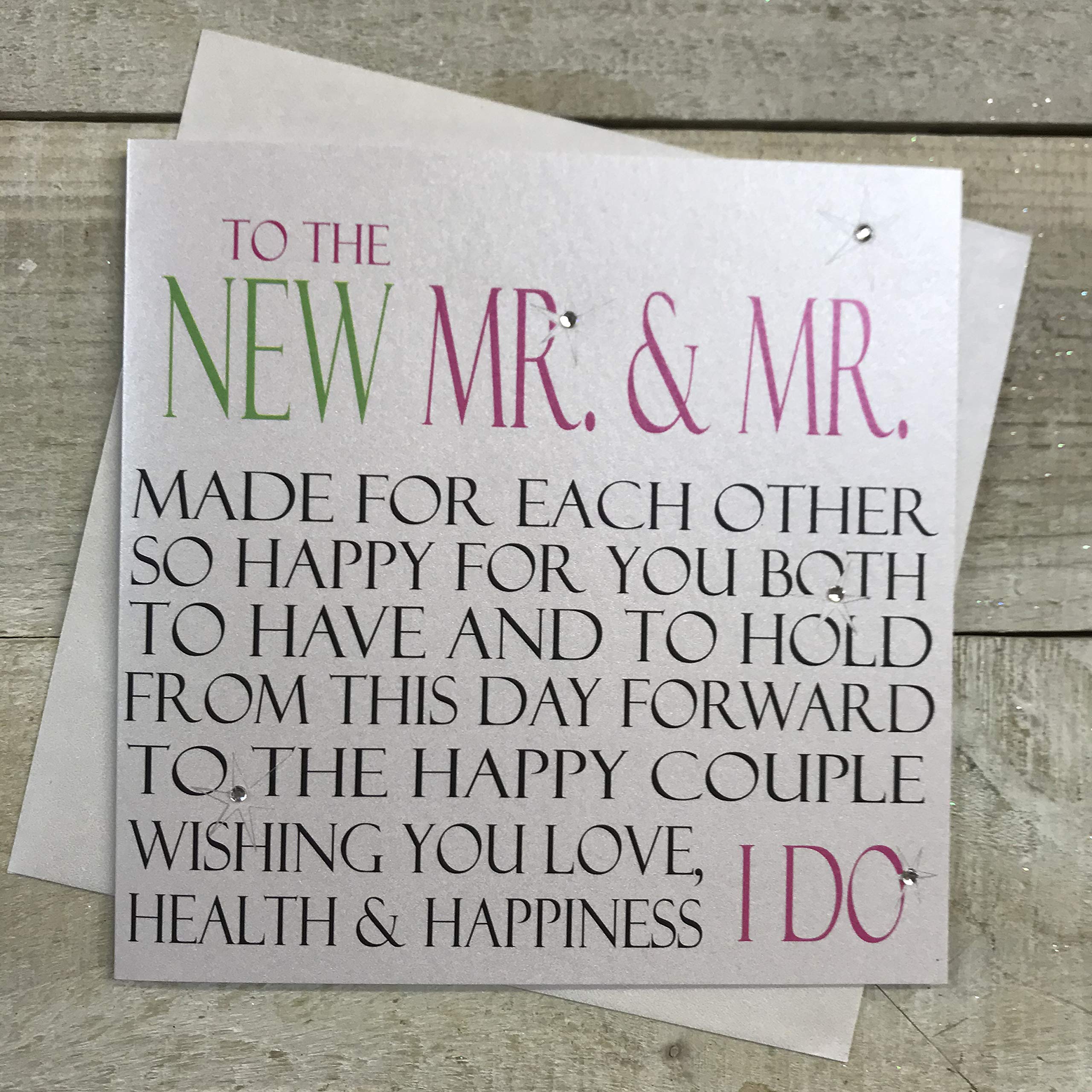 White Cotton Cards "To The New Mr & Mr Hand Embellished Gay Wedding Card, N51a