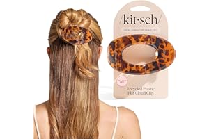 Kitsch Large Flat Claw Clips for Women - Stylish Flat Hair Clips, Strong Hold for Thick & Fine Hair | Non-Slip for Secure, Comfortable All-Day Wear | Ideal Gifts for Women - Tortoise Design