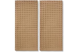 Jacquotha Waffle Bathroom Hand Towels 2-Piece (Tan) – Cotton, Soft, Lightweight, Lint Free, 13” x 29”