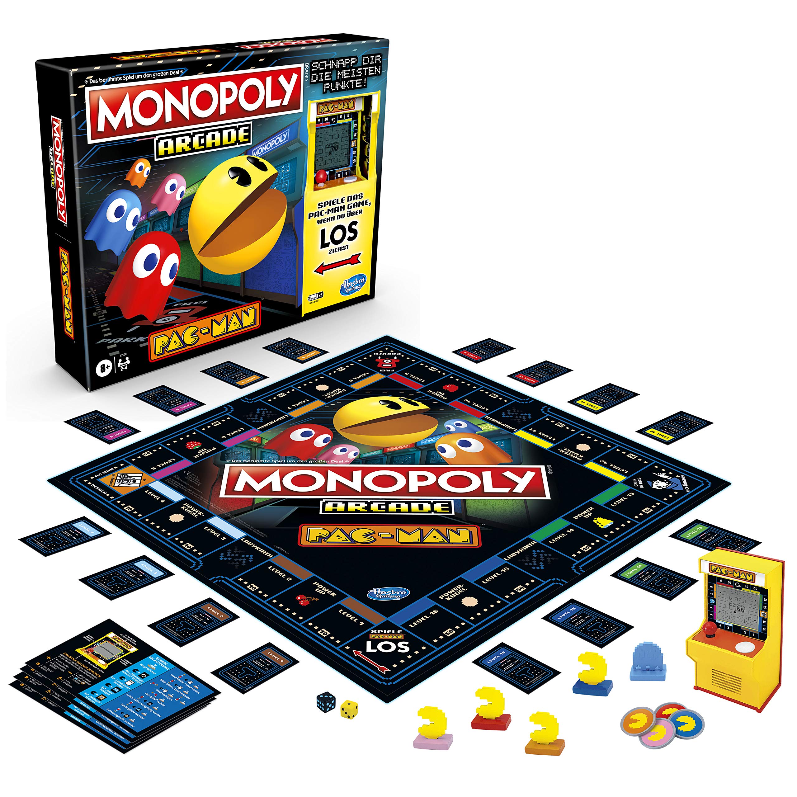 Hasbro Monopoly Arcade Pac-Man Monopoly Board Game for Children Aged 8 and Up Includes Bank and Arcade Cash Machines